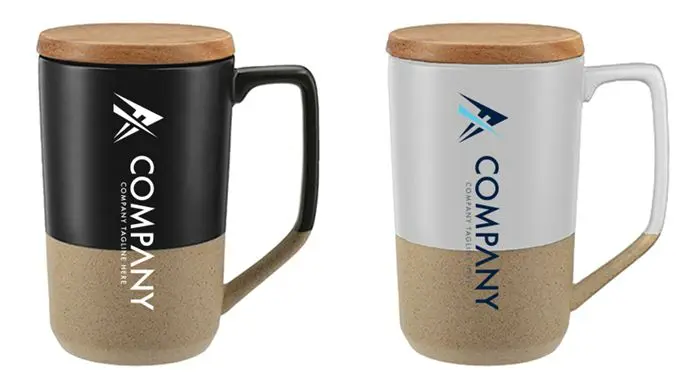 15OZ Two-Tone tea and coffee  ceramic mug with wood lid  Groove on the top for holding tea bags Wood push-on lid, spill resistant