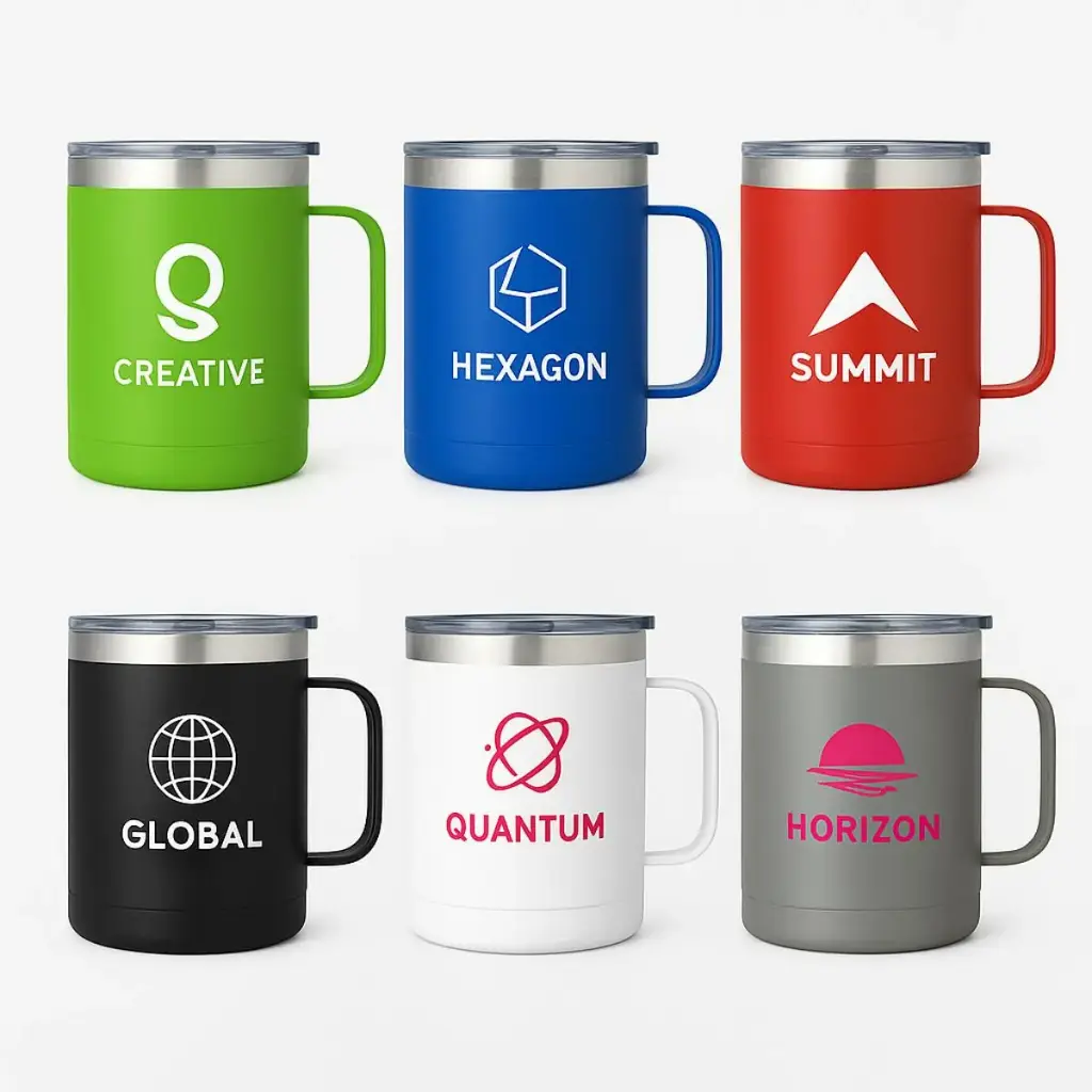 14oz Powder Coated Stainless Steel Outer & Inner walls Vacuum Camping Mug w/ Handle