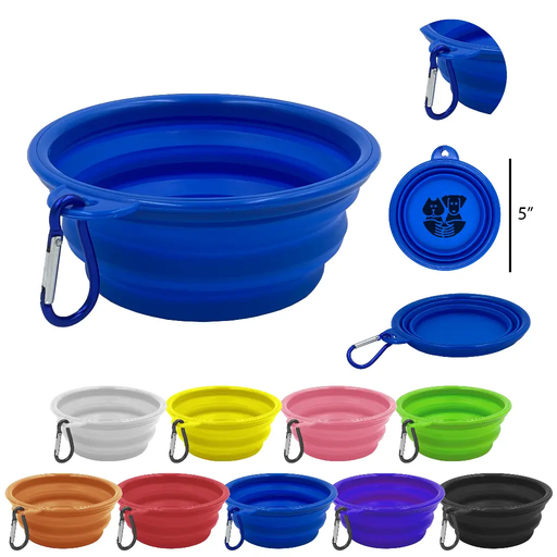[SL-32] 12 oz Collapsible Silicone Dog Bowl with Carabiner