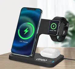 3-In-1 Foldable 15W Fast Wireless Charging Stand For Cell Phone, Apple Watch, Air Pods