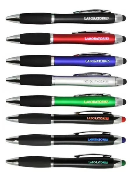 Curvy Plastic Stylus Pen w/Light UP Engraving