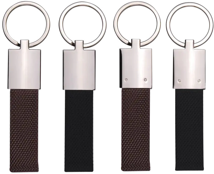 Canvas Metal Key Chain in Shiny Nickel Finish