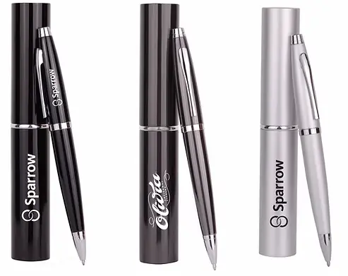 Twist Metal Ballpoint Pen w/ Matching Case Set