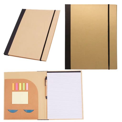 [VPS-2006] Recycled Pad Folio w/Stick Notes, Flags, Pockets, Notepad