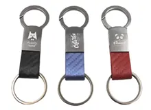 Gunmetal Faux Fiber Lether Clip-On Key Chain