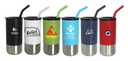 18oz  Double Wall Plastic Liner, ss straw with silicone tip
