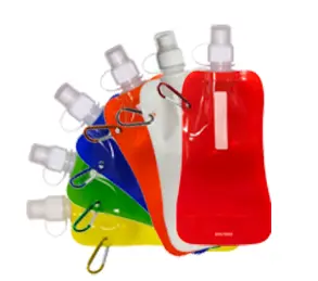16 oz Foldable Reusable Collapsible Water Bottle with Carabiner
