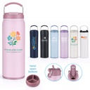 24oz Vacuum Insulated Stainless Steel Bottle with Handle & Dual Lid