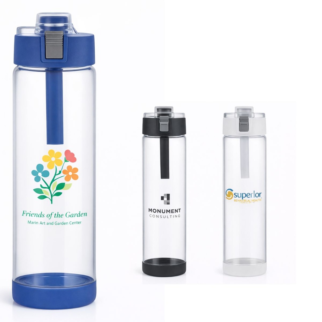 22 oz Single Wall Glass Bottle with Locking Lid & Silicone Sleeve