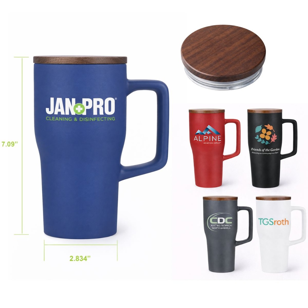 18oz Classic Ceramic Mug with Wooden Lid