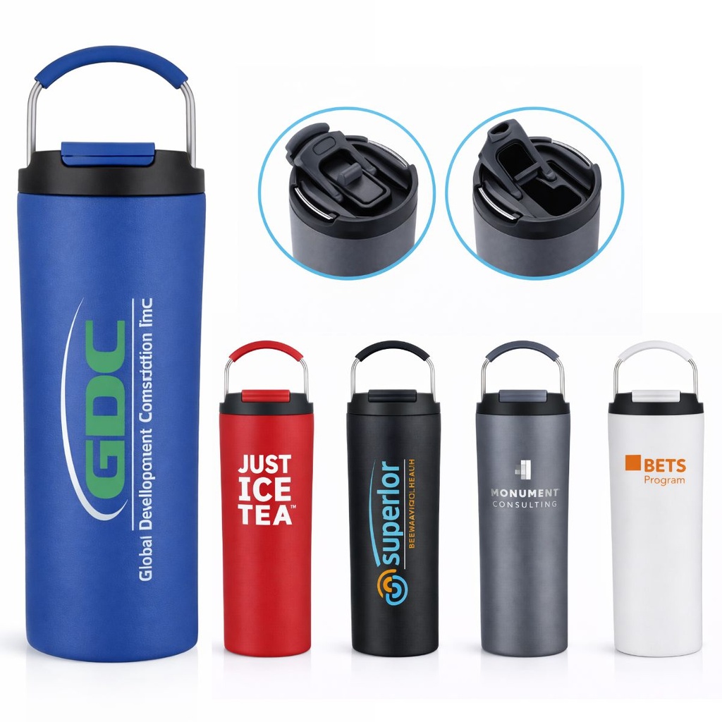 21 oz Vacuum Insulated Stainless Steel Bottle with Handle & Dual Lid
