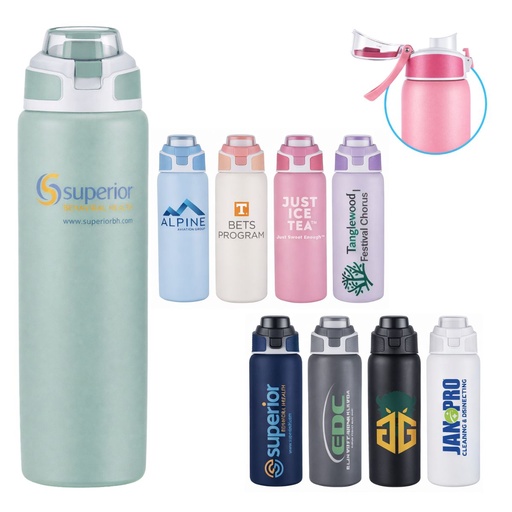 [LS-118] Premium 28oz Stainless Steel Vacuum Bottle with Handle Lid