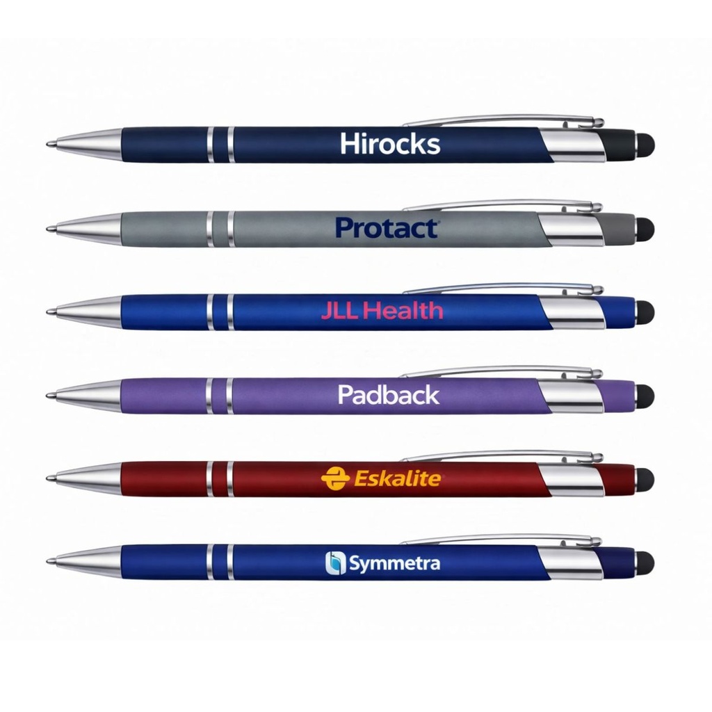 Soft Rubber Finish Click Metal Ballpoint Stylus Pen