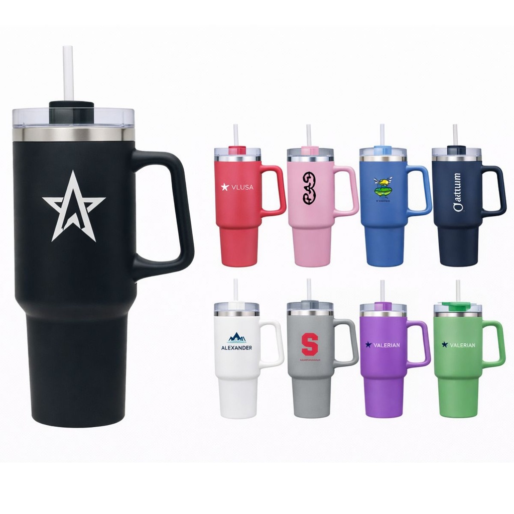 40oz double wall SS vacuum Mug & Straw Lid with Twist Closure